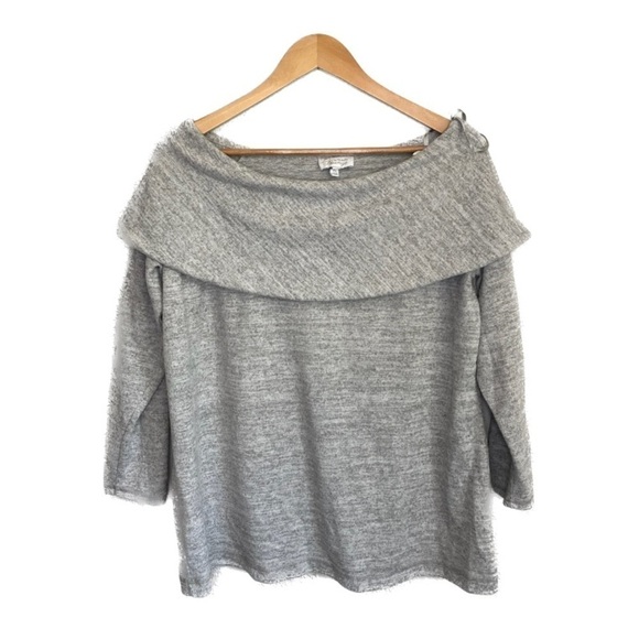 T by Talbots Pull Over Grey Cowl Neck Sweatshirt Sweater Size 1XP Petite - Picture 1 of 11